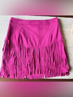 Sincerely Jules Pink Fringe Mini Skirt Festival Western Cowgirl M